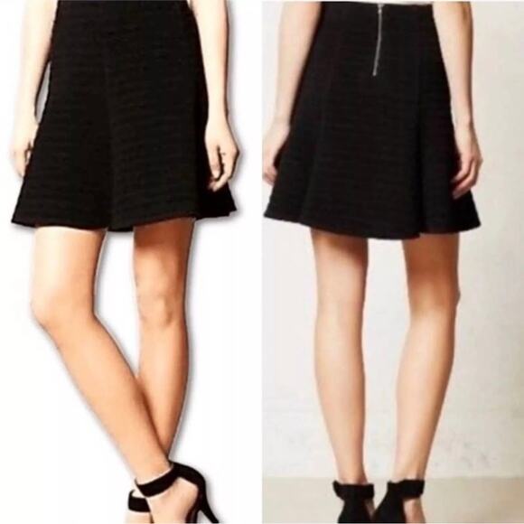 Anthropologie Maeve Black Cross Town Swing Textured Mini Skirt Size XS - Picture 2 of 6